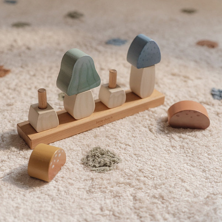 Houten stapelaar paddenstoelen forest friends - Kidooz