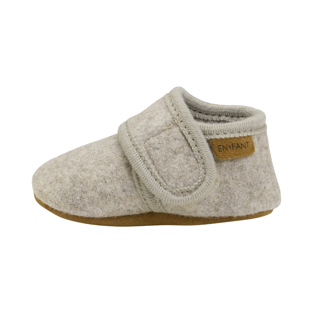 Wollen slofjes sand melange - Kidooz