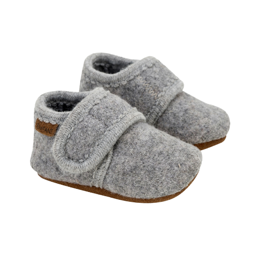 Wollen slofjes grey melange - Kidooz