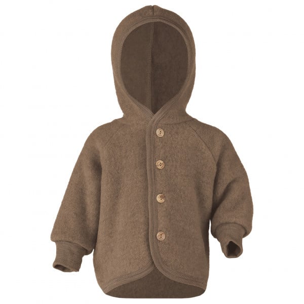 Jasje 100% wol-fleece — walnoot melange - Kidooz