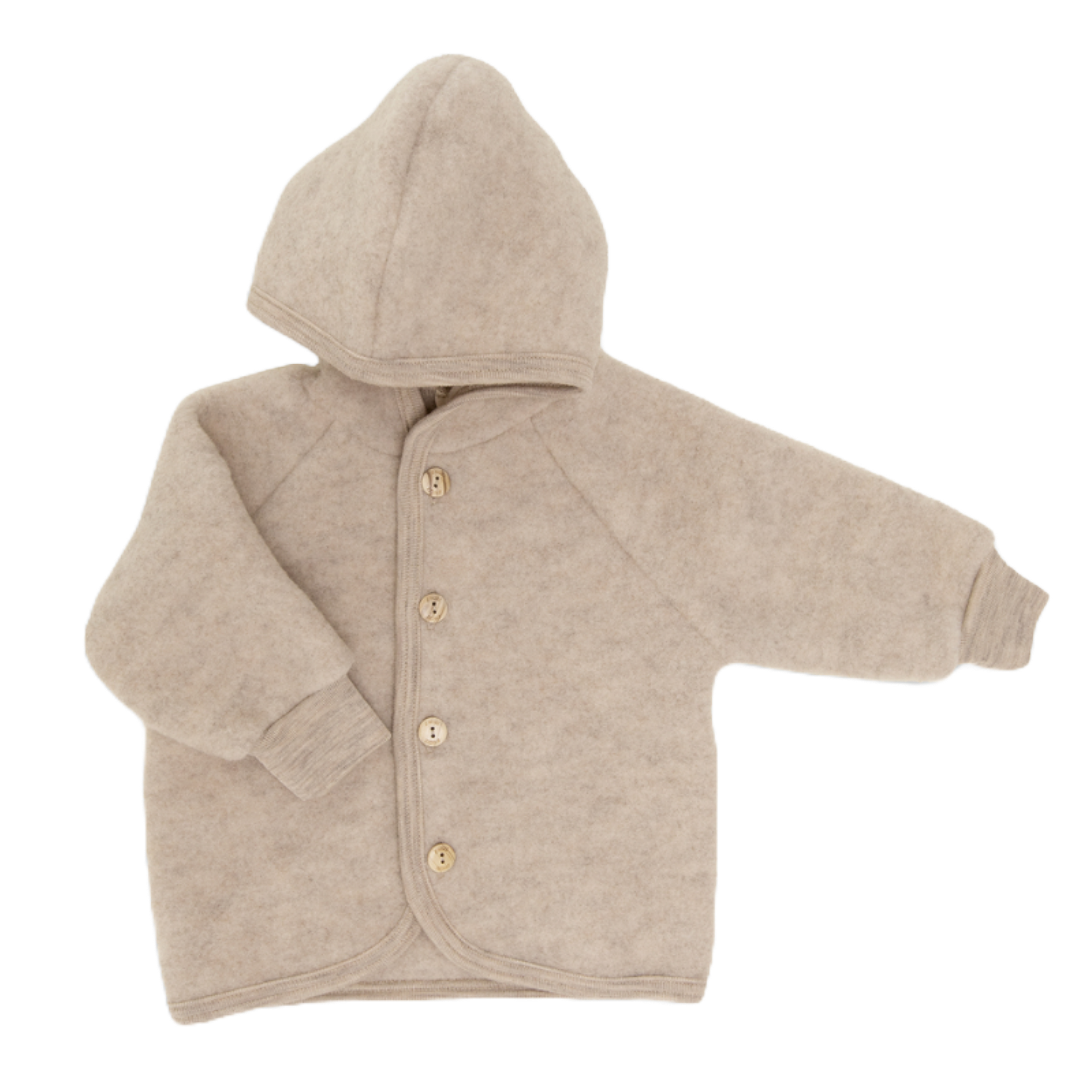 Jasje 100% wol-fleece — sand melange - Kidooz