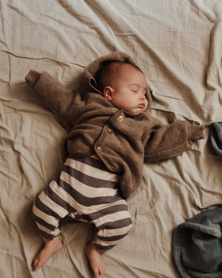 Jasje 100% wol-fleece — walnoot melange - Kidooz