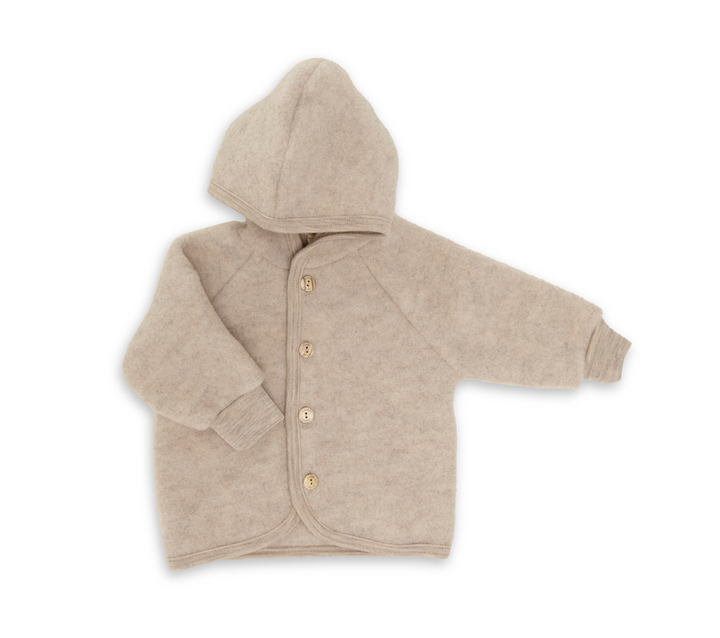 Jasje 100% wol-fleece — sand melange - Kidooz