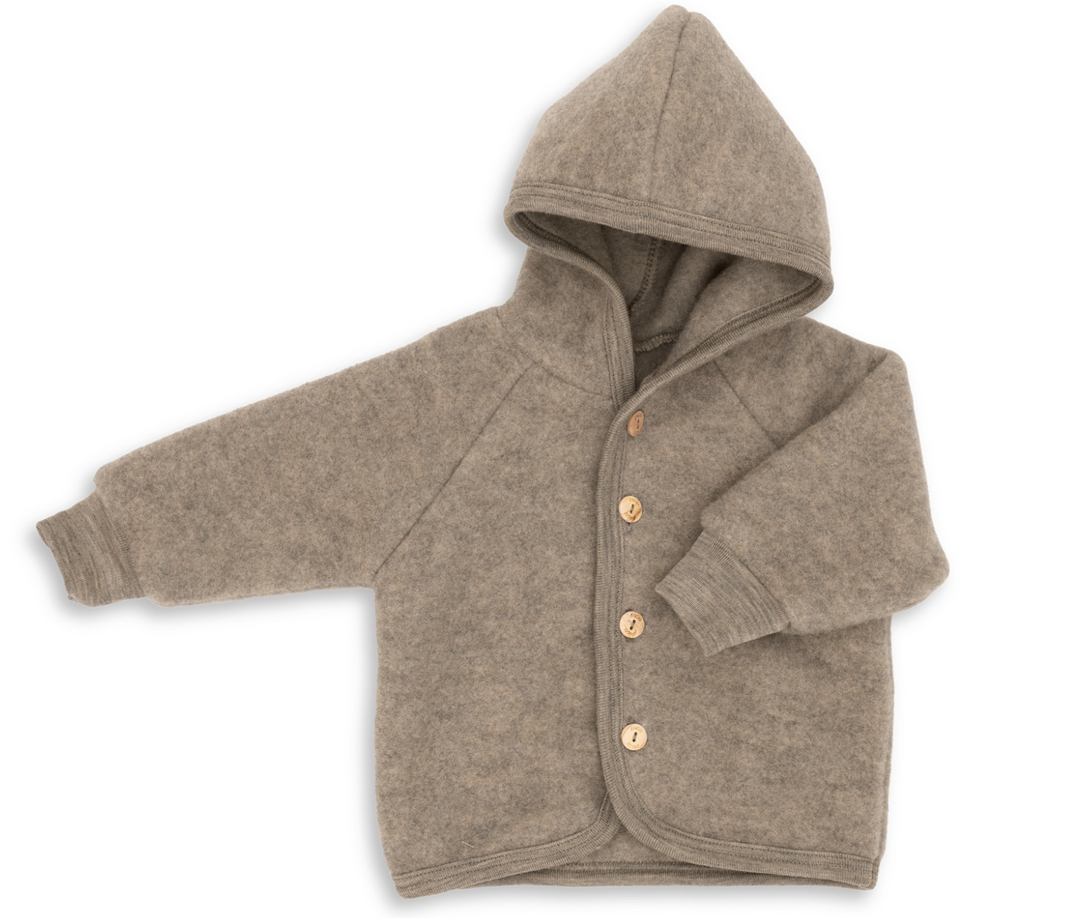 Jasje 100% wol-fleece — walnoot melange - Kidooz