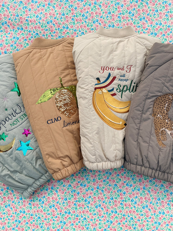 Juno sequin glitter jasje tobacco brown