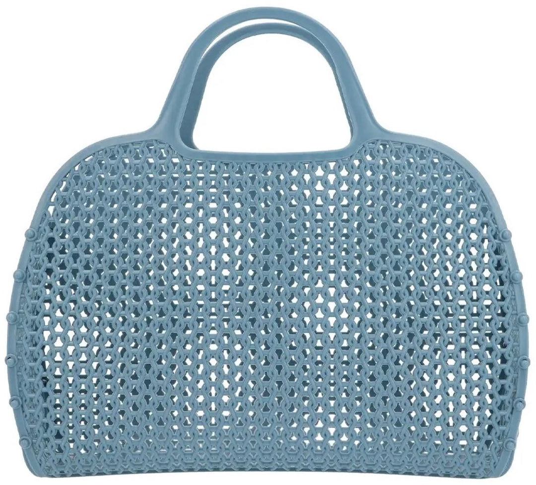 Vintage retro blauwe tas met mesh