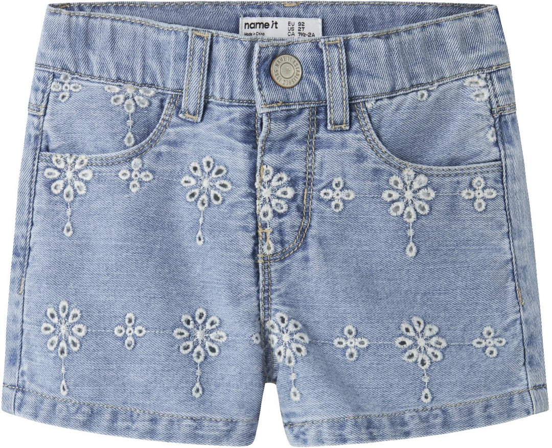 NMFROSE MOM DNM ANGLAI SHORTS 1026-OV H Light Blue Denim ANGLAISE