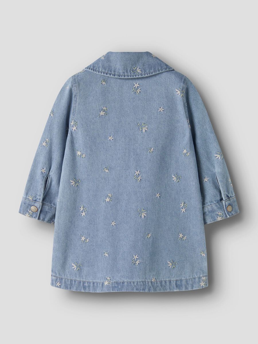 NMFPIPER LS DNM DRESS 3614-ZA Light Blue Denim FLOWER EMB