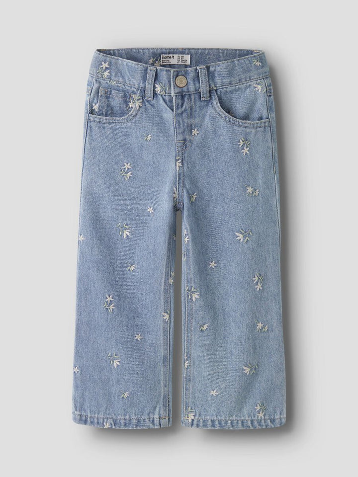 Wide leg jeans flower