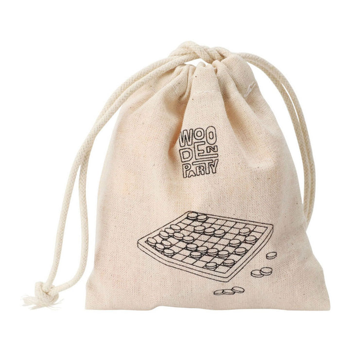 Schaak- en Damspel Hout in Katoenen Zak