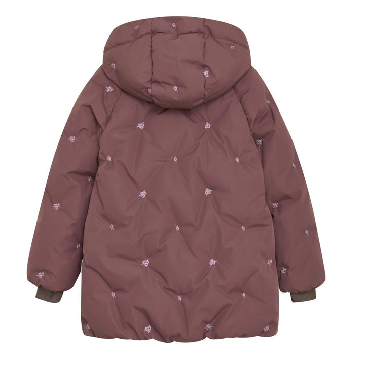 Winterjas rose taupe embroidery