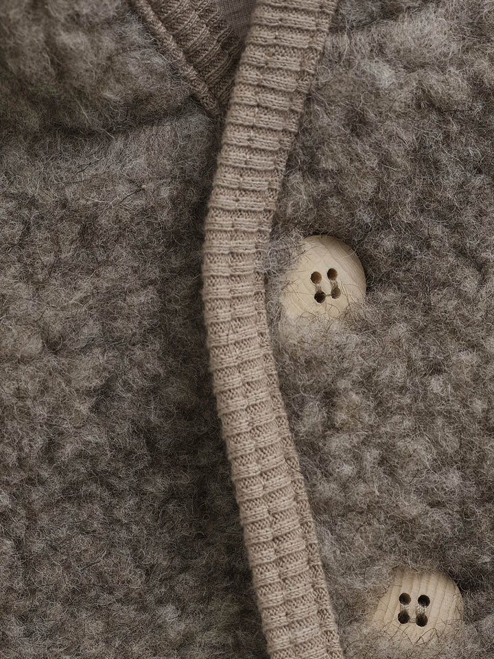 Wollen teddy jasje camel melange