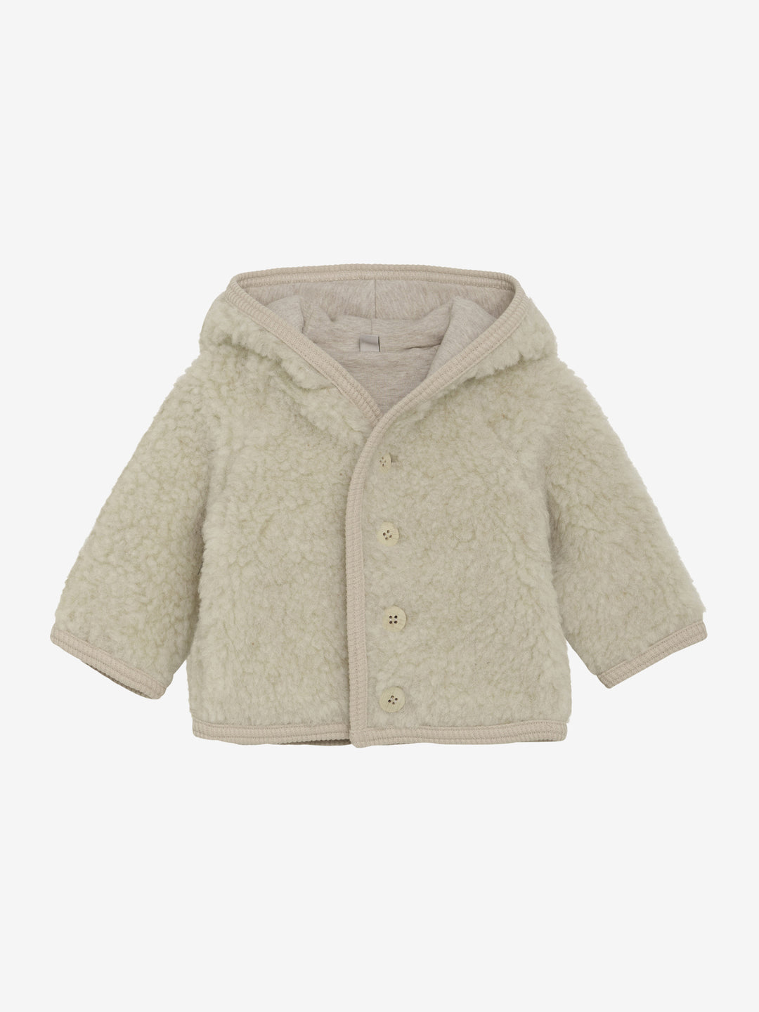 Wollen teddy jasje cement