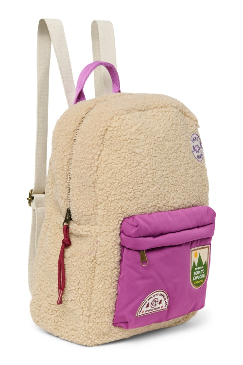 Rugzak teddy ecru/purple