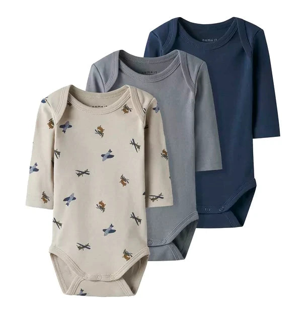 Set van 3 rompers airplaine tradewinds insignia blue