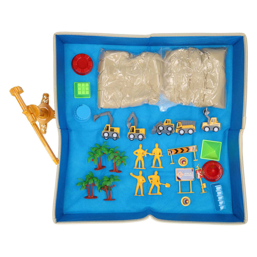 Speelzand bouwterrein met speelmat