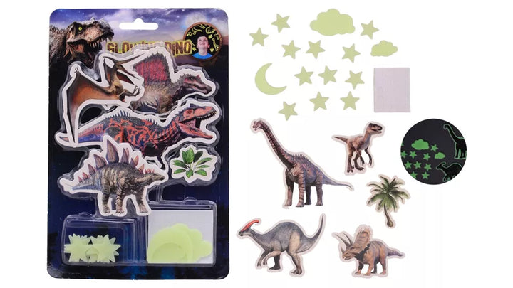 Glow in the dark dino muur stickers