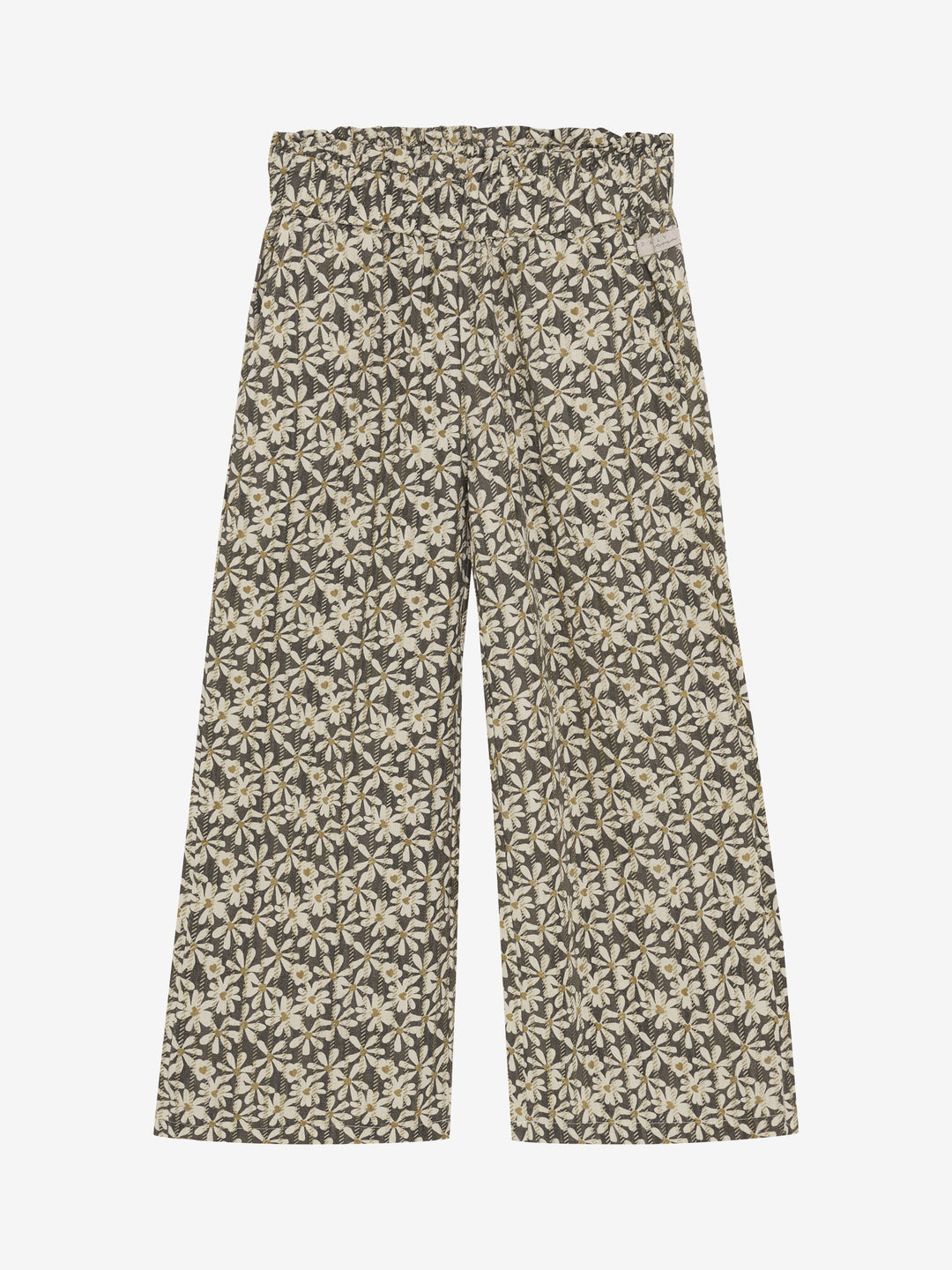 Flared broek shiny flowers