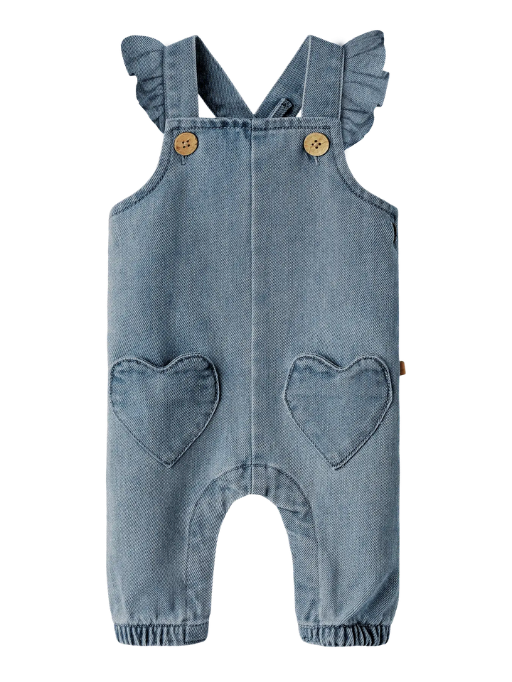 Overall hearts medium blue denim