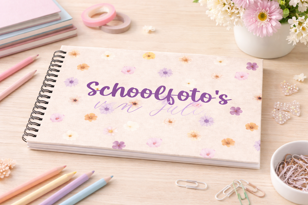 Schoolfotoboek linnen flowers
