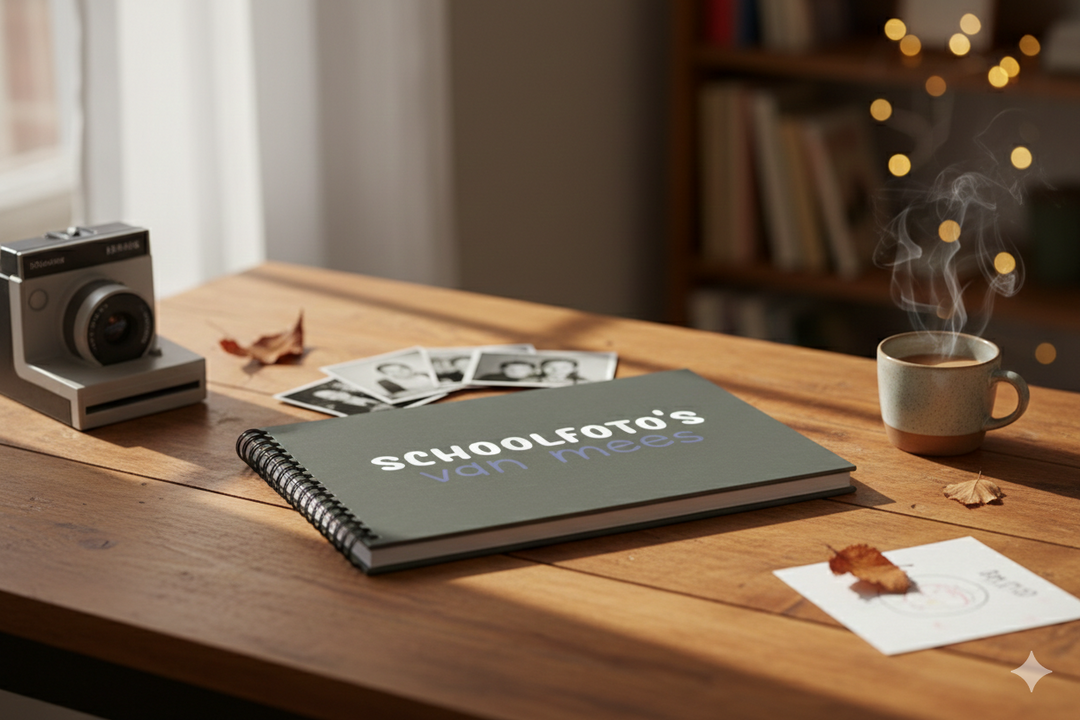 Schoolfotoboek linnen moss grey