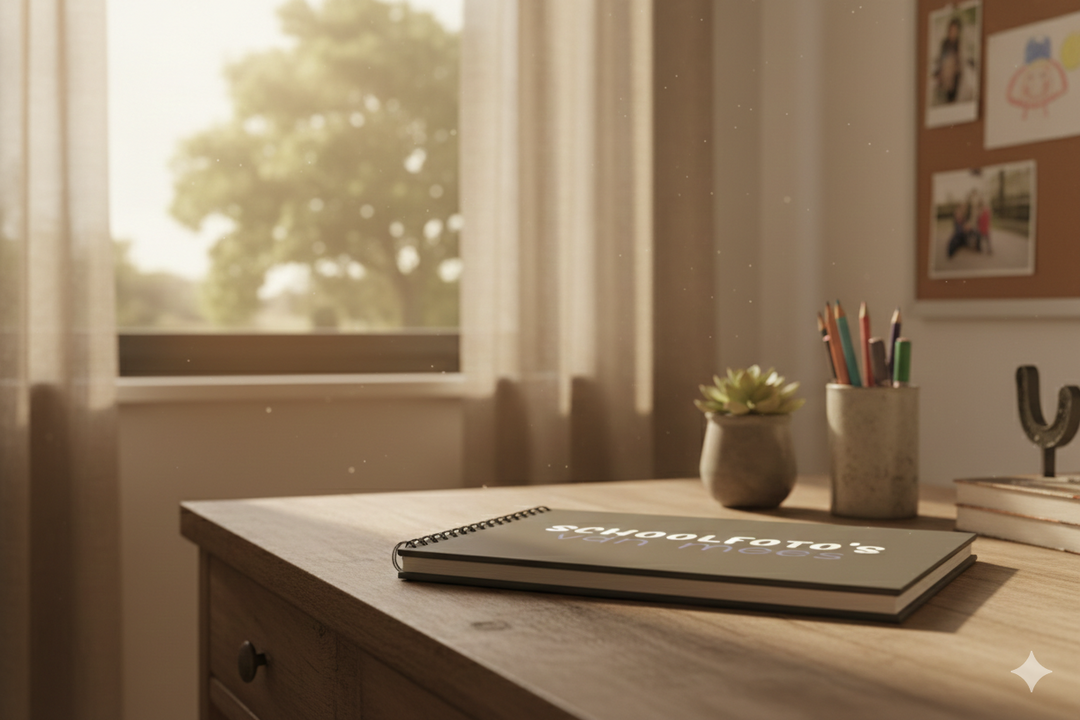 Schoolfotoboek linnen moss grey