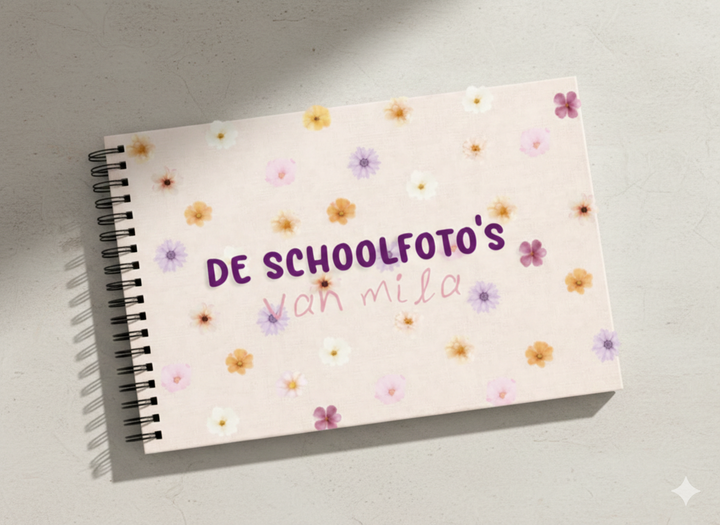 Schoolfotoboek linnen flowers