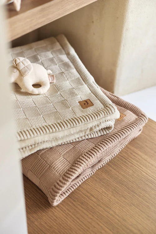 Deken warm knit milky coffee/velvet