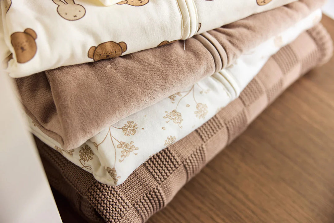 Deken warm knit sand/velvet