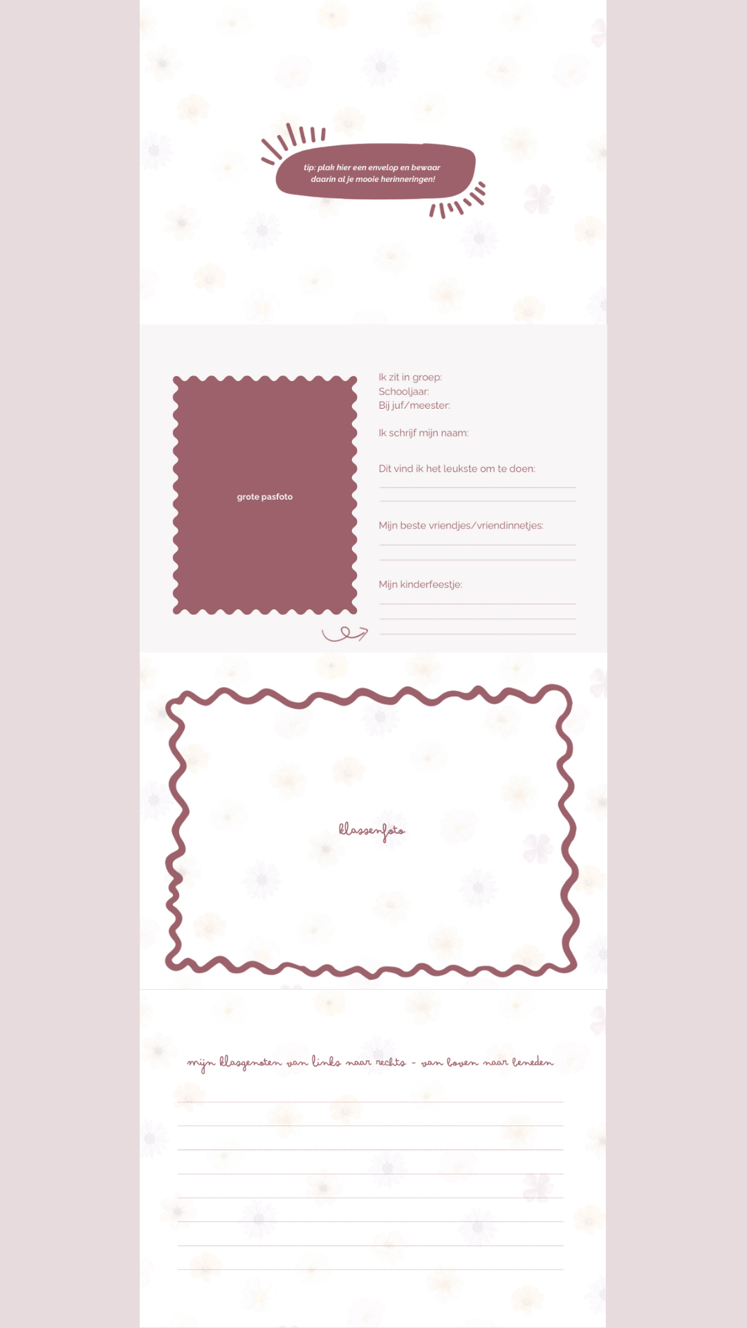 Schoolfotoboek linnen flowers