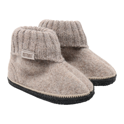 Wollen sloffen camel melange