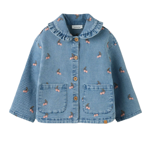Denim jacket medium blue cherry
