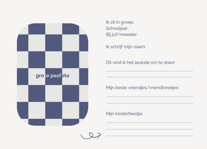 Schoolfotoboek linnen checker