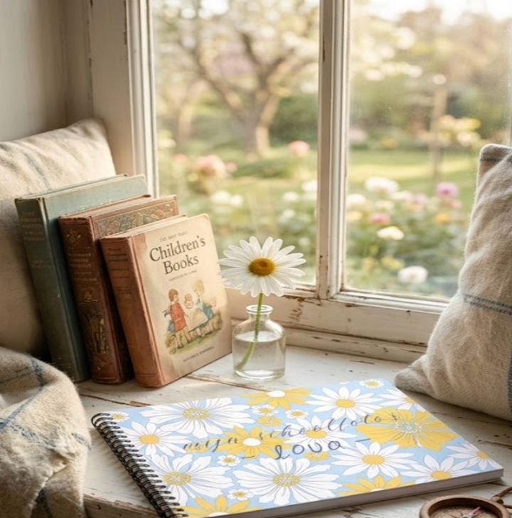 Schoolfotoboek linnen floral