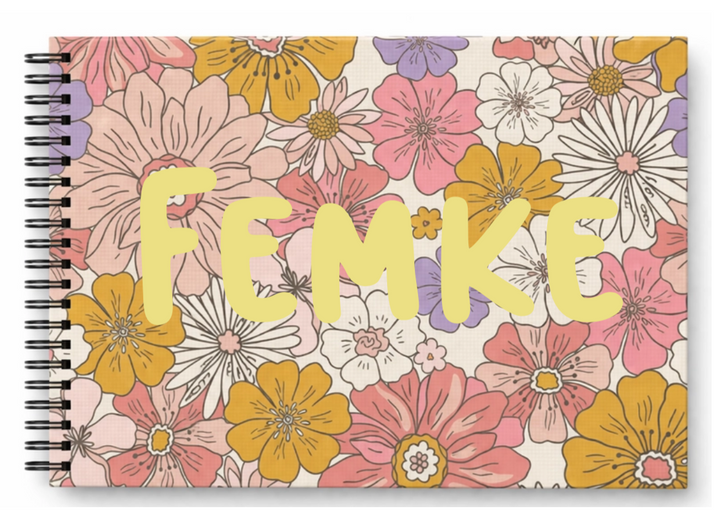 Schoolfotoboek linnen floral