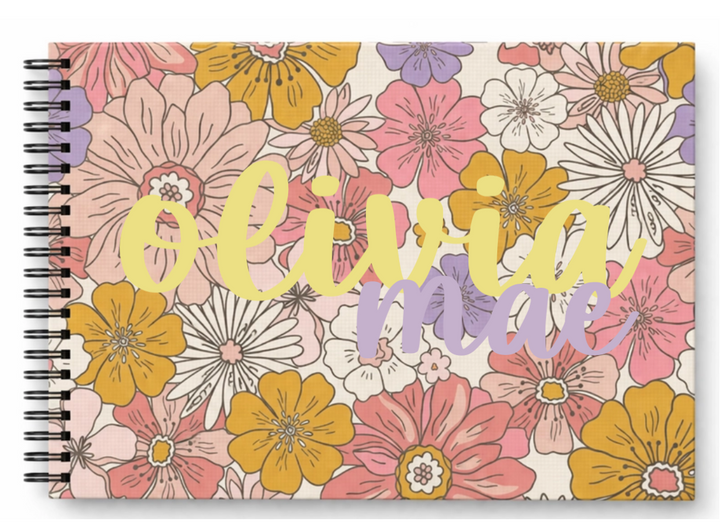 Schoolfotoboek linnen floral