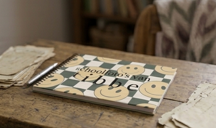 Schoolfotoboek linnen smiley