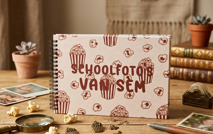 Schoolfotoboek linnen popcorn