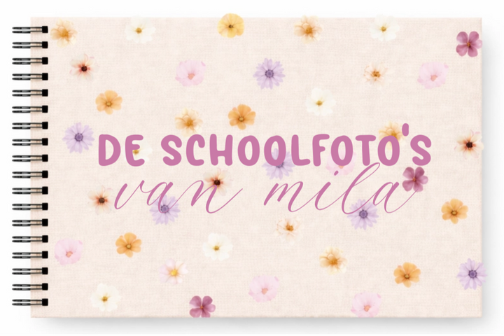 Schoolfotoboek linnen flowers