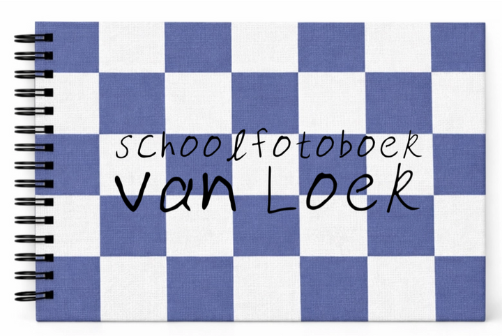 Schoolfotoboek linnen checker