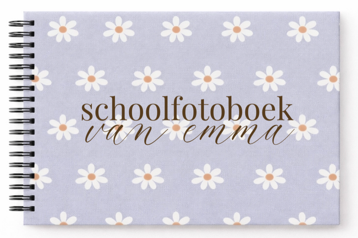 Schoolfotoboek linnen madeliefjes