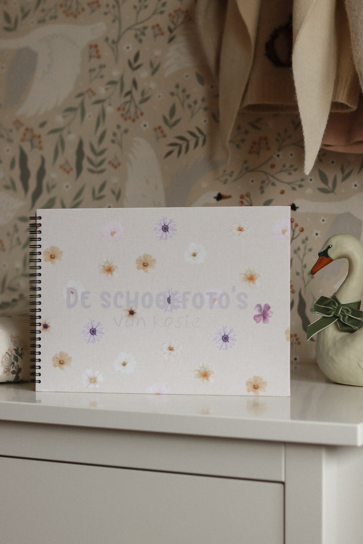 Schoolfotoboek linnen flowers