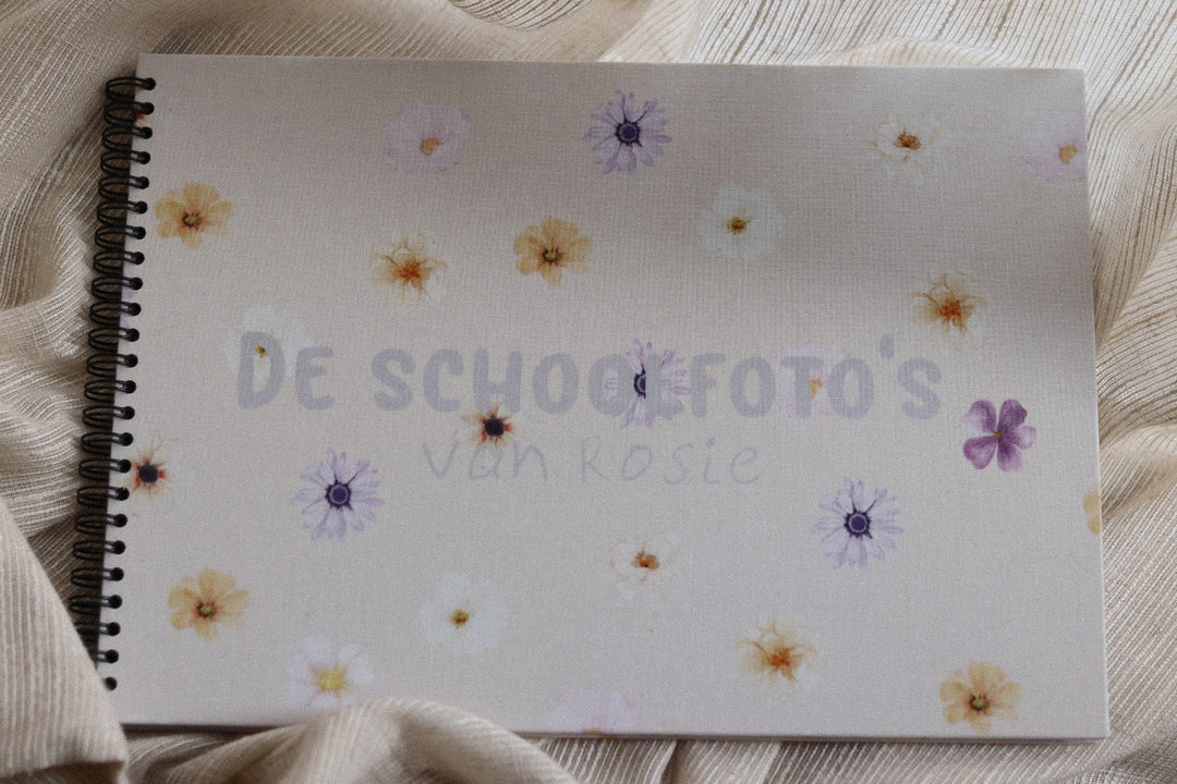 Schoolfotoboek linnen flowers