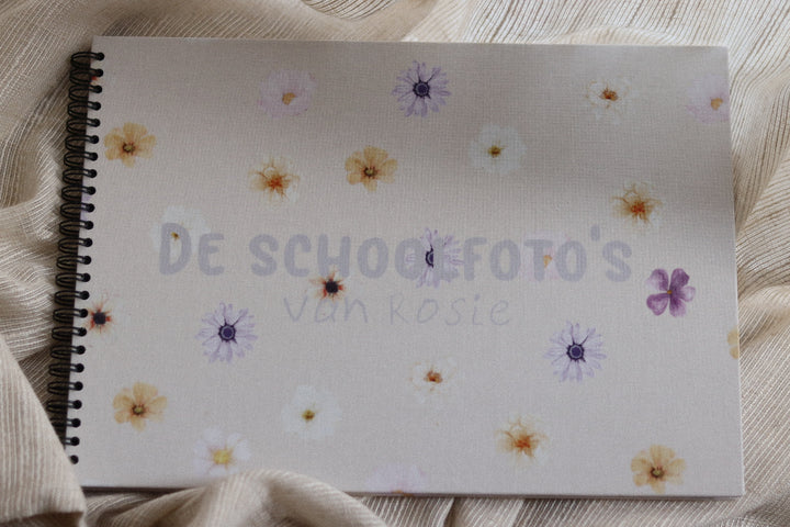 Schoolfotoboek linnen flowers