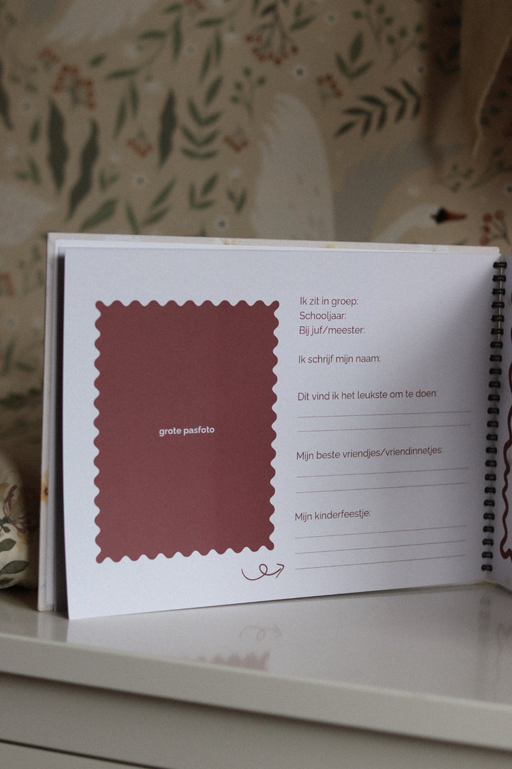 Schoolfotoboek linnen flowers