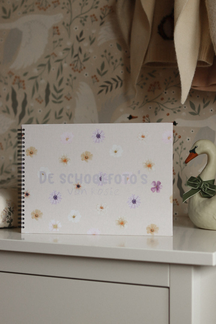 Schoolfotoboek linnen flowers