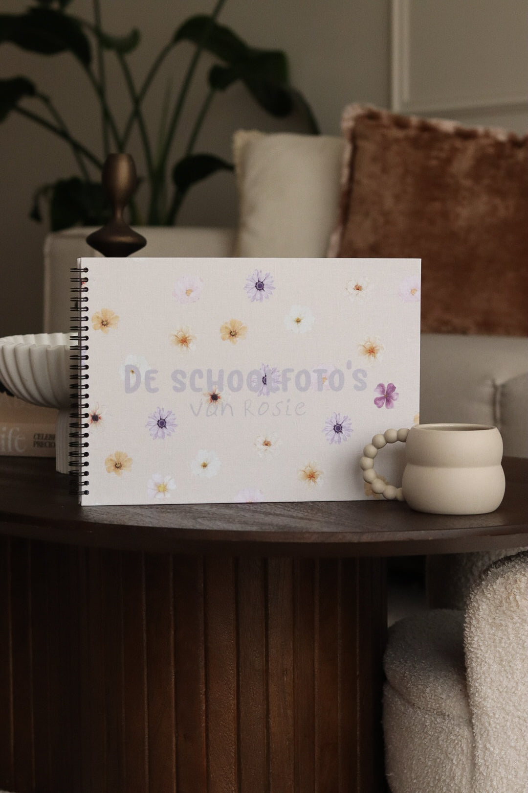 Schoolfotoboek linnen flowers