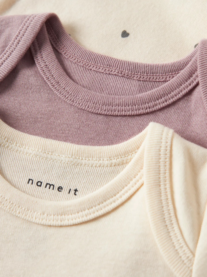 Set van 3 rompers heart deauville mauve