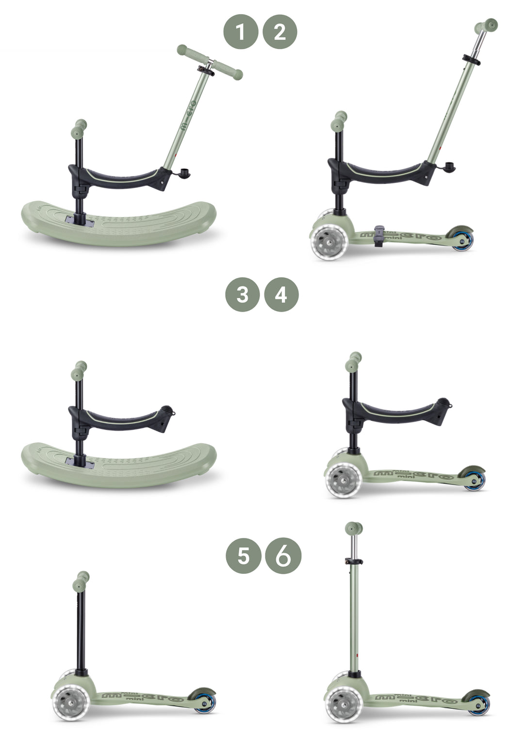 Micro mini 6in1 STEP ROCK & GO LED olive