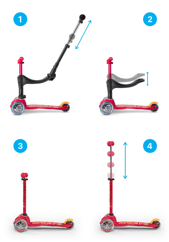 Mini micro deluxe push 3in1 robijn roze